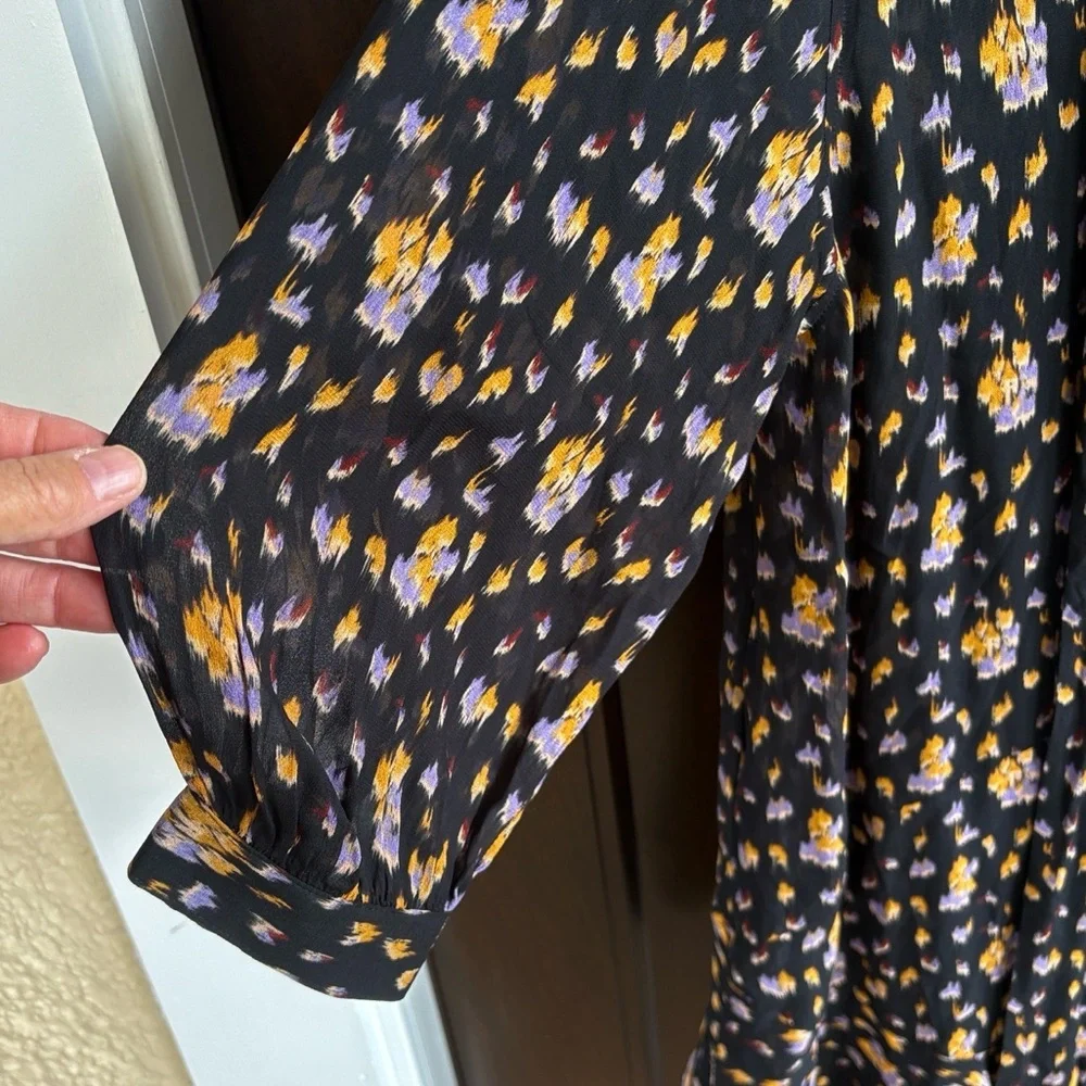 NWT Banana Republic Georgette Cross-Tie Trapeze Dress Black Floral Size Medium